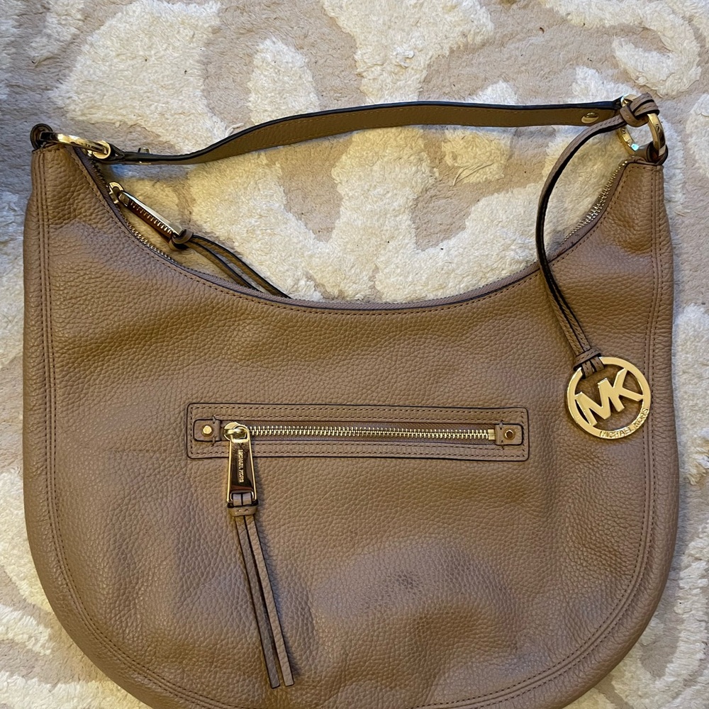 Michael Kors Taupe Leather Satchel Gold Hardware
